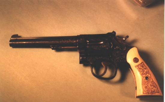 Engraved Smith and Wesson K22 Masterpiece, 5 Screw
