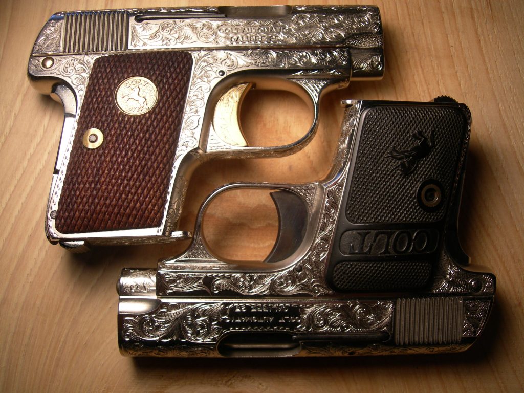 Pair of engraved 1908 Colt automatic pistols